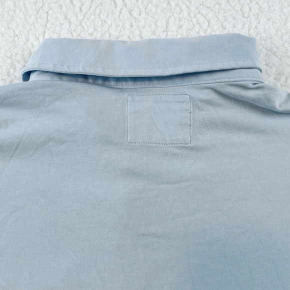 EXPRESS • Blue/White Short Sleeve Stretch Polo Tee - Picture 7 of 15